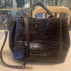 DOONEY & BOURKE OAKDALE BRENNA EXOTIC CALFSKIN DARK BROWN SATCHEL GENTLY USED!!!